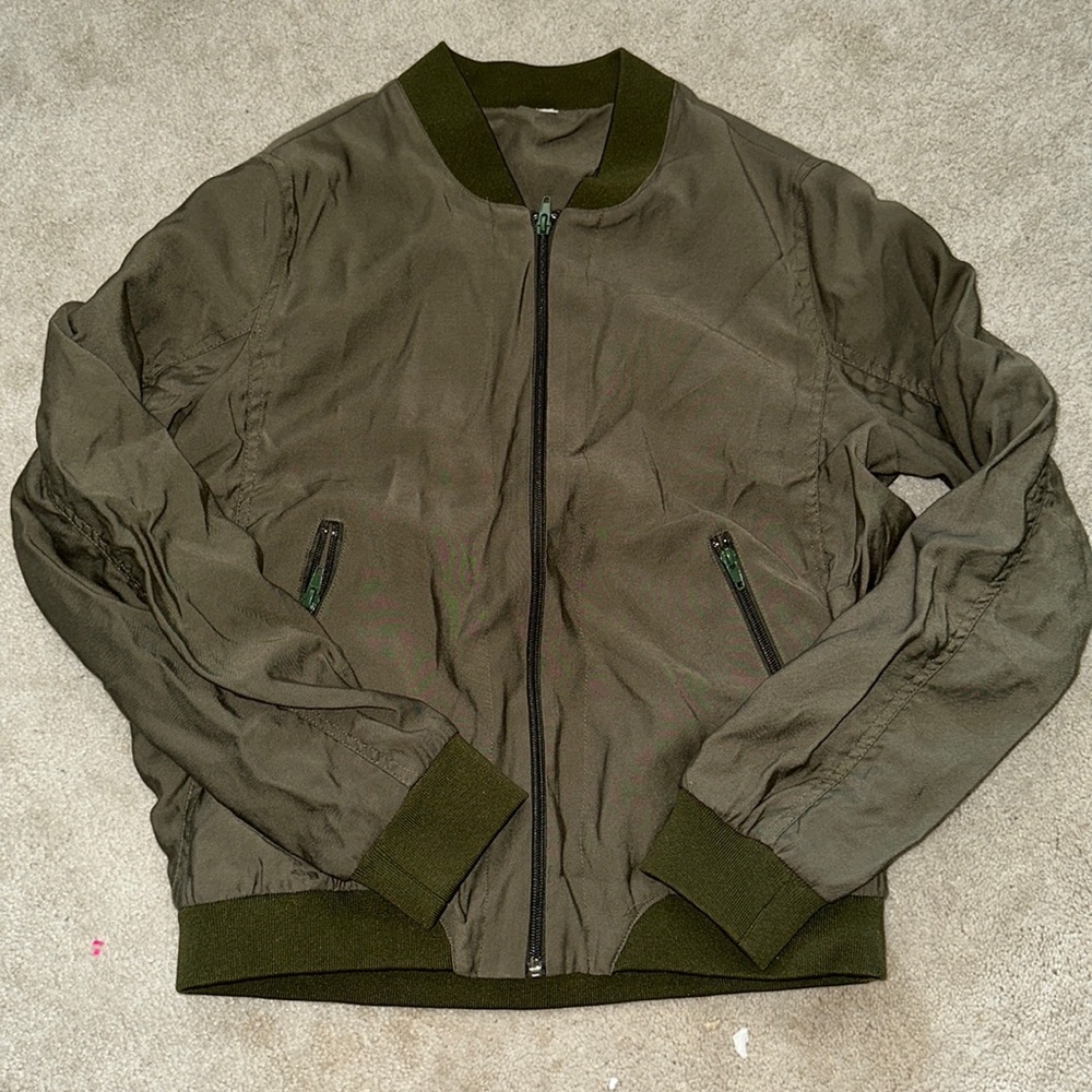 army green bomber type jacket